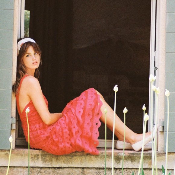 Anthropologie  MAEVE EYELET HALTER MIDI DRESS - Picture 2 of 15